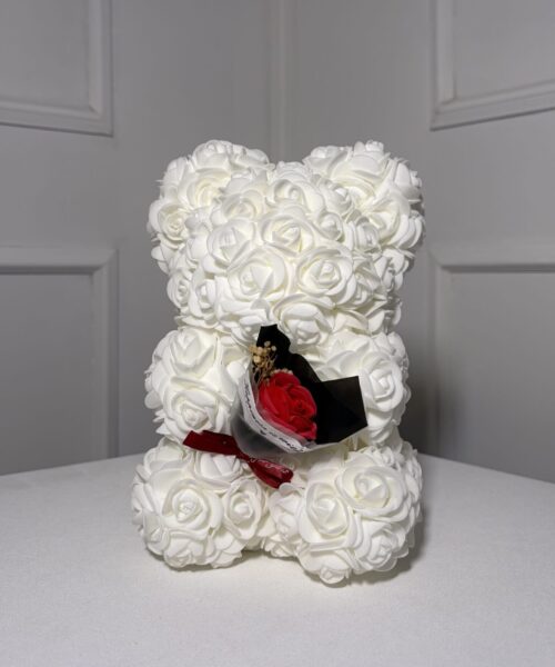 IMG_3032 Pack Love Blanc - Ours en fleurs blanc + Rose Love Rose