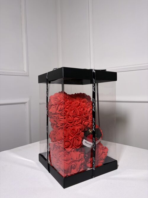 Pack Romance - Ours en fleurs rouge + Cloche Romance