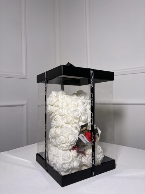 IMG_3097 Pack Love Blanc - Ours en fleurs blanc + Rose Love Rose