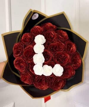 Bouquet de roses rouges pailletées