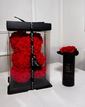 Pack Love Rouge - Ours en fleurs rouge + Rose Love Rouge