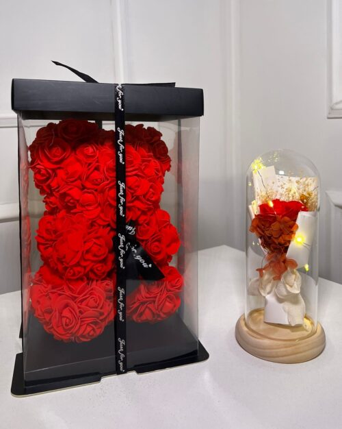 WhatsApp Image 2026-04-07 at 14.59.22 (1) Pack Duo Eternel Rouge - Ours en fleurs rouge + Cloche élégance